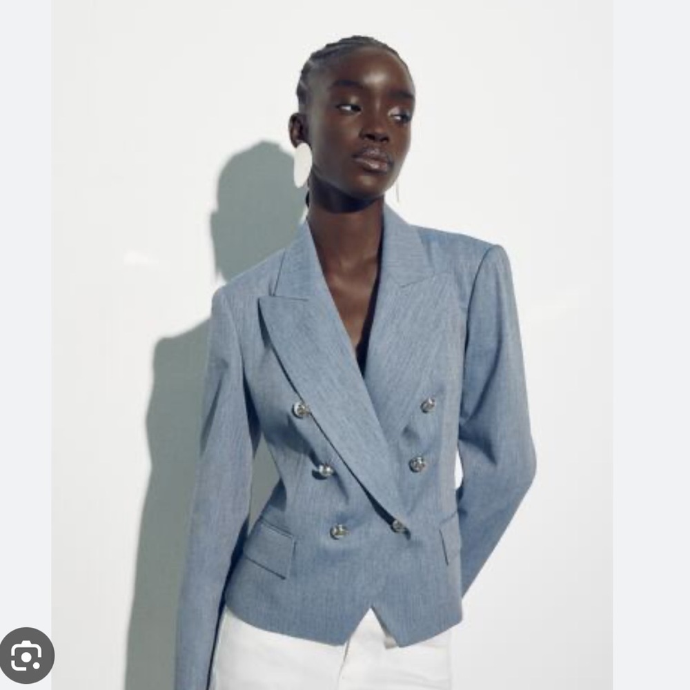ZARA BLUE BLAZER WITH SILVER BUTTONS